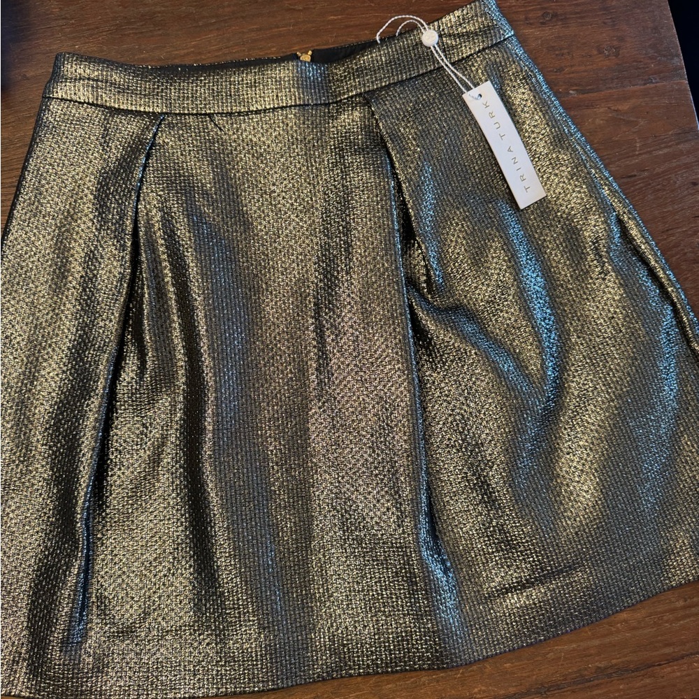 Trina Turk Silver/Black A-Line Mini Skirt PRISTINE TAGS ATTACHED